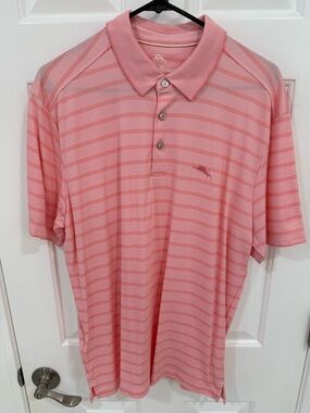 Tommy Bahama Pink Striped Polo